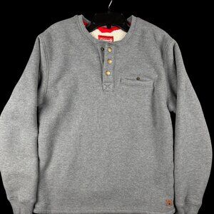 Coleman Mens Medium Gray Sherpa Lined Snap Pocket 3 Snap 3/4 Sleeved Henley Top